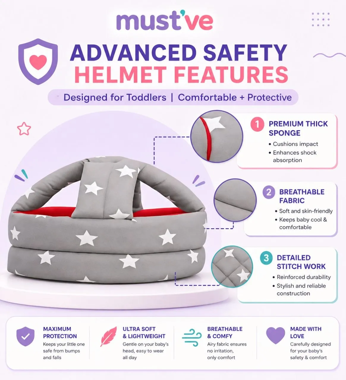 Baby Head Protection Helmet – Safety Cushion. Don’t Wait for the Fall — Baby Essentials, view 8