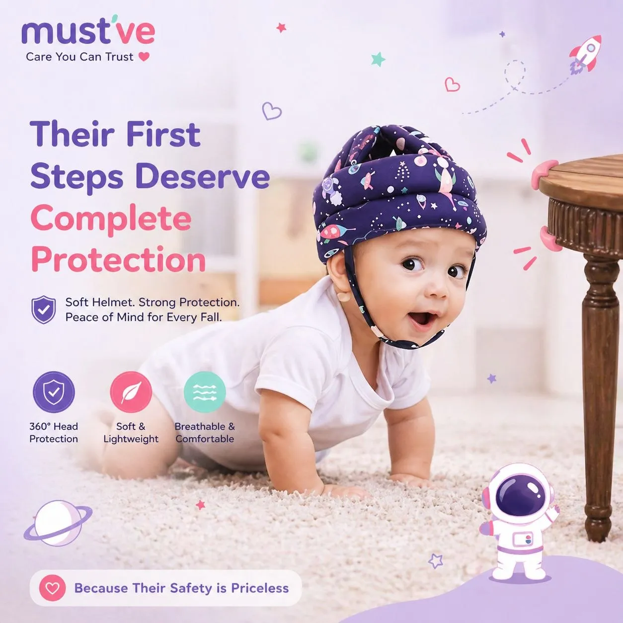 Baby Head Protection Helmet – Safety Cushion. Don’t Wait for the Fall — Baby Essentials, view 10