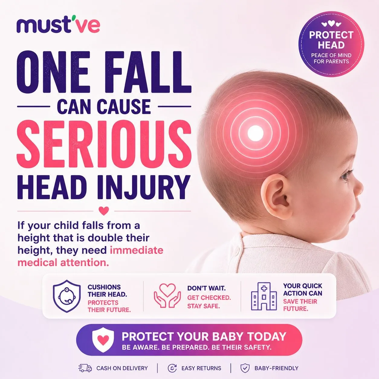 Baby Head Protection Helmet – Safety Cushion. Don’t Wait for the Fall — Baby Essentials, view 2