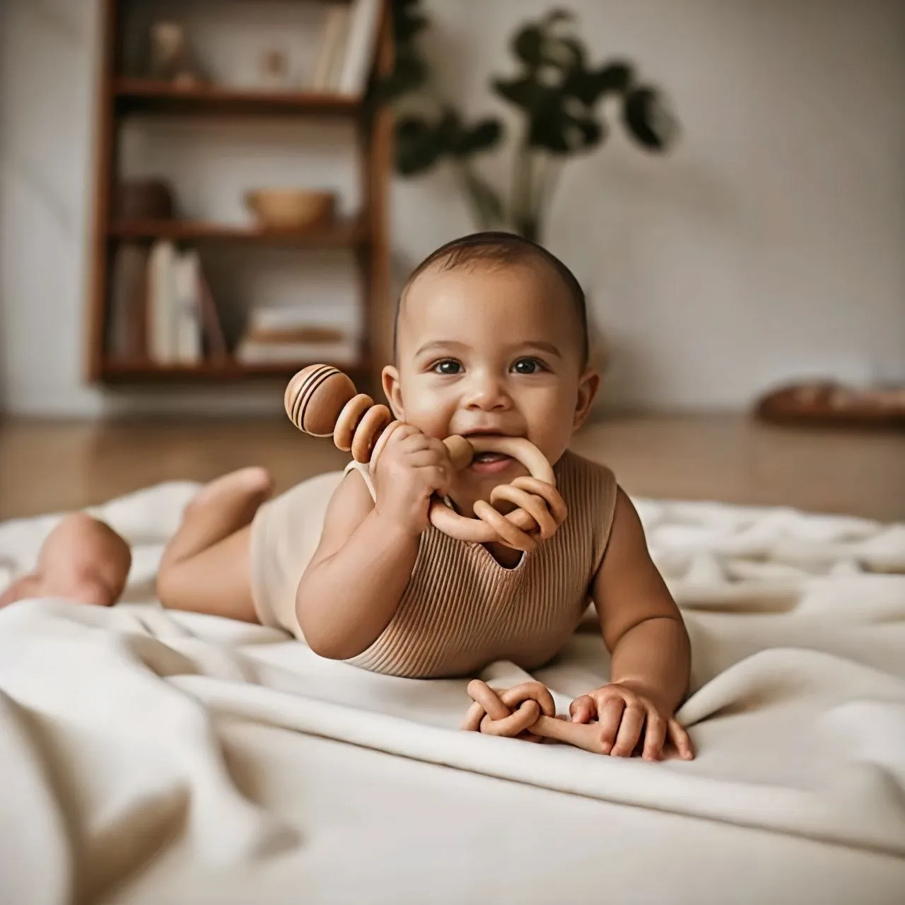 Baby’s First Teether - Natural Neem Wood Rattle for Safe Teething Relief — Baby Essentials, view 4