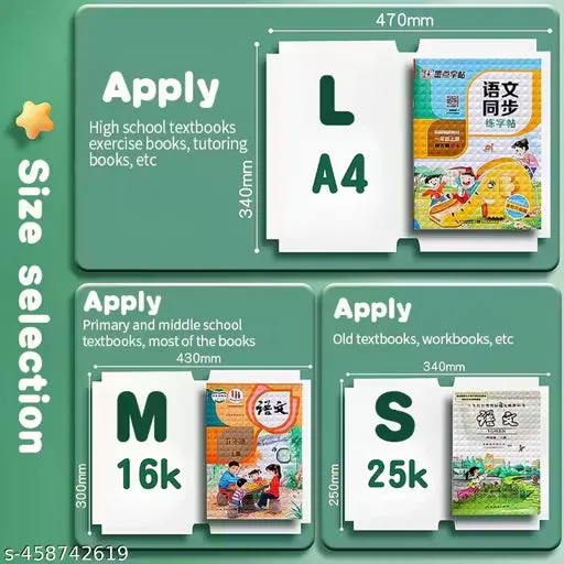 Book Binding Transparent Cover Sticker Book Cover Film Self-Adhesive Book Cover Sticker [30 Pcs- 3 Different Sizes -10 Each] — Study Essentials Online, view 4