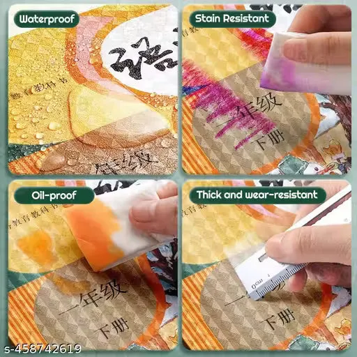 Book Binding Transparent Cover Sticker Book Cover Film Self-Adhesive Book Cover Sticker [30 Pcs- 3 Different Sizes -10 Each] — Study Essentials Online, view 3