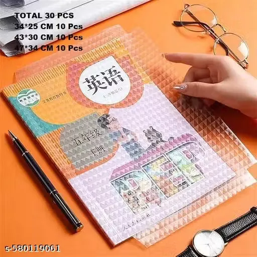 Book Binding Transparent Cover Sticker Book Cover Film Self-Adhesive Book Cover Sticker [30 Pcs- 3 Different Sizes -10 Each] — Study Essentials Online, view 2