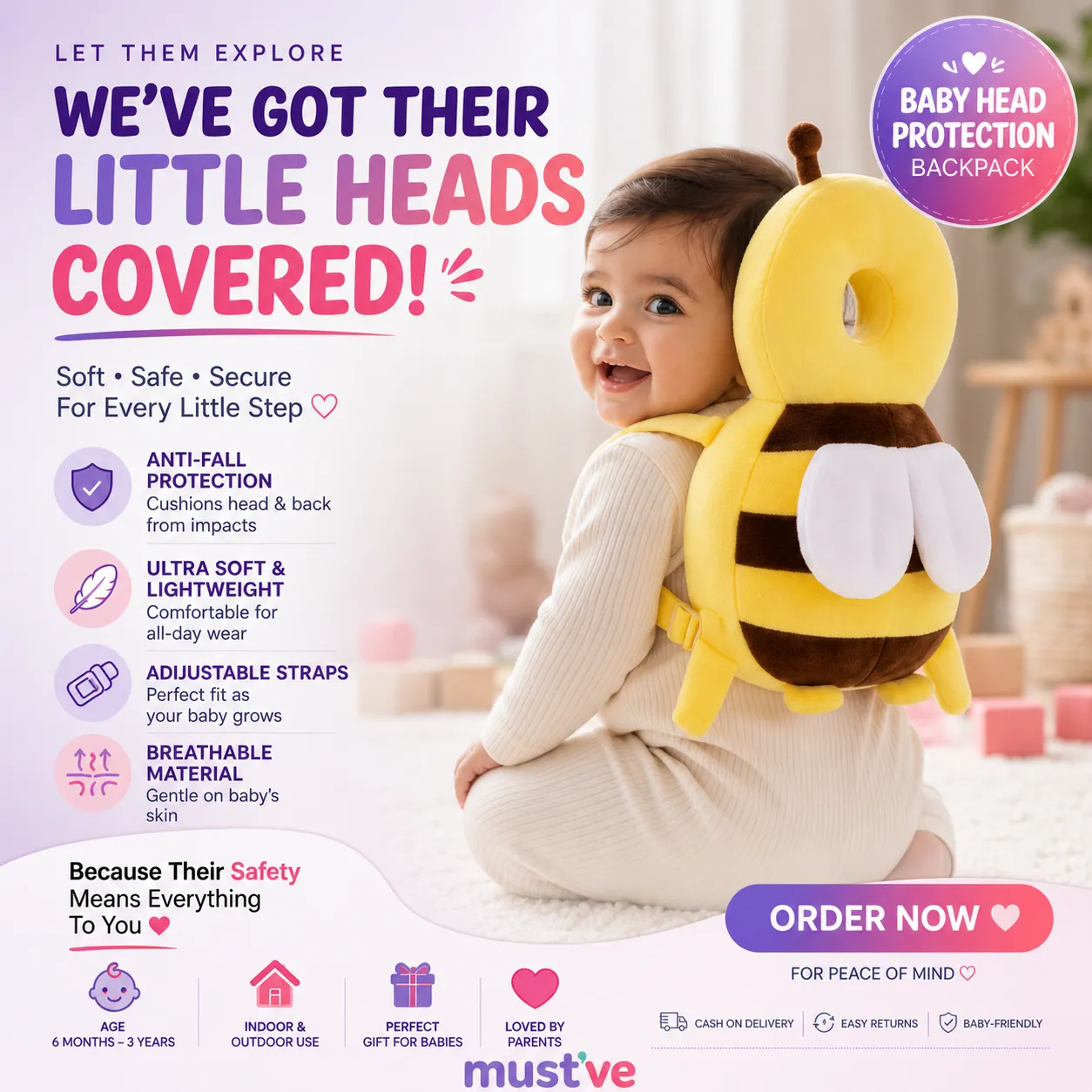 Baby Head Protection Backpack – Prevent Painful Falls During First Steps - Prepaid Offer — Baby Essentials, view 13