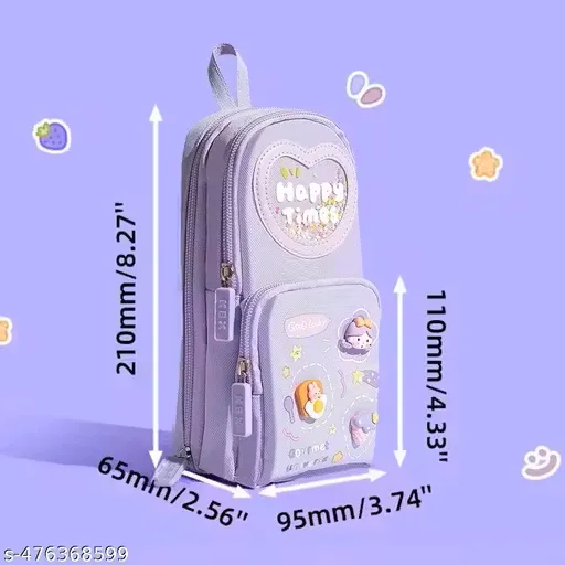 Make Your Child’s School Life Organized. Smart pencil case with multiple compartments  No more messy bags!     Premium Large Capacity Cute Aesthetic Pencil Pouch for Girls & Kids (Purple) — Study Essentials Online, view 5
